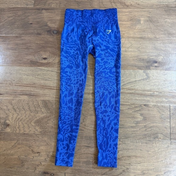 Gymshark Vital Seamless 2.0 Leggings Royal Blue Animal Print Athleisure Size XS - Picture 2 of 9